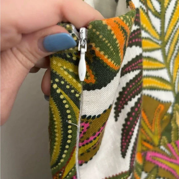 FARM RIO Spotted Leaves utility linen mini dress XL - Picture 10 of 10